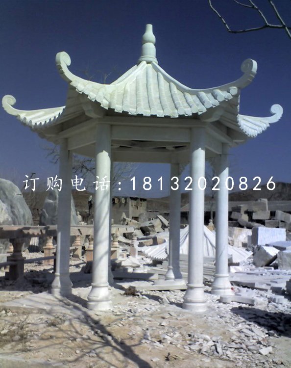 六角亭子，公園景觀石雕