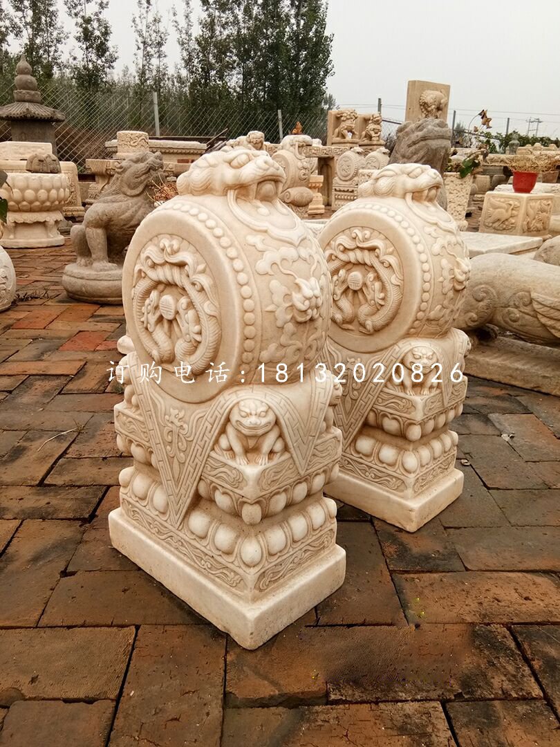 金蟾門墩雕塑，抱鼓石雕塑