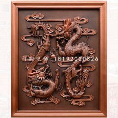 雙龍戲珠銅浮雕，廣場(chǎng)銅浮雕