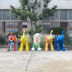 玻璃鋼彩繪大象，商場美陳雕塑