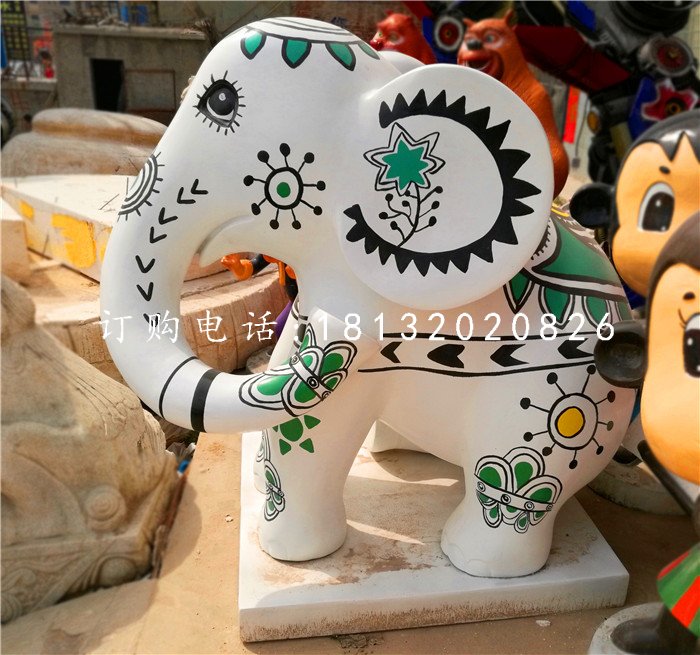 彩繪小象雕塑，商場(chǎng)景觀雕塑 (4)