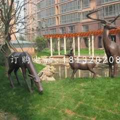 銅雕梅花鹿小區景觀動物雕塑