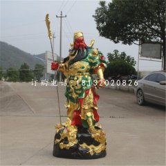 玻璃鋼彩繪關公，拿刀關公刀雕塑