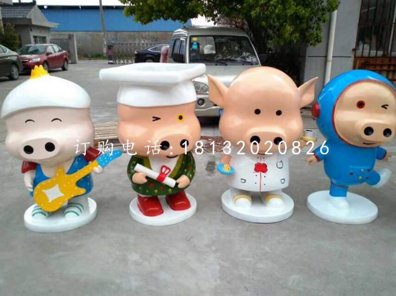 玻璃鋼麥兜雕塑，卡通雕塑