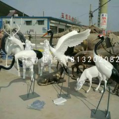 玻璃鋼丹頂鶴，仿真仙鶴雕塑