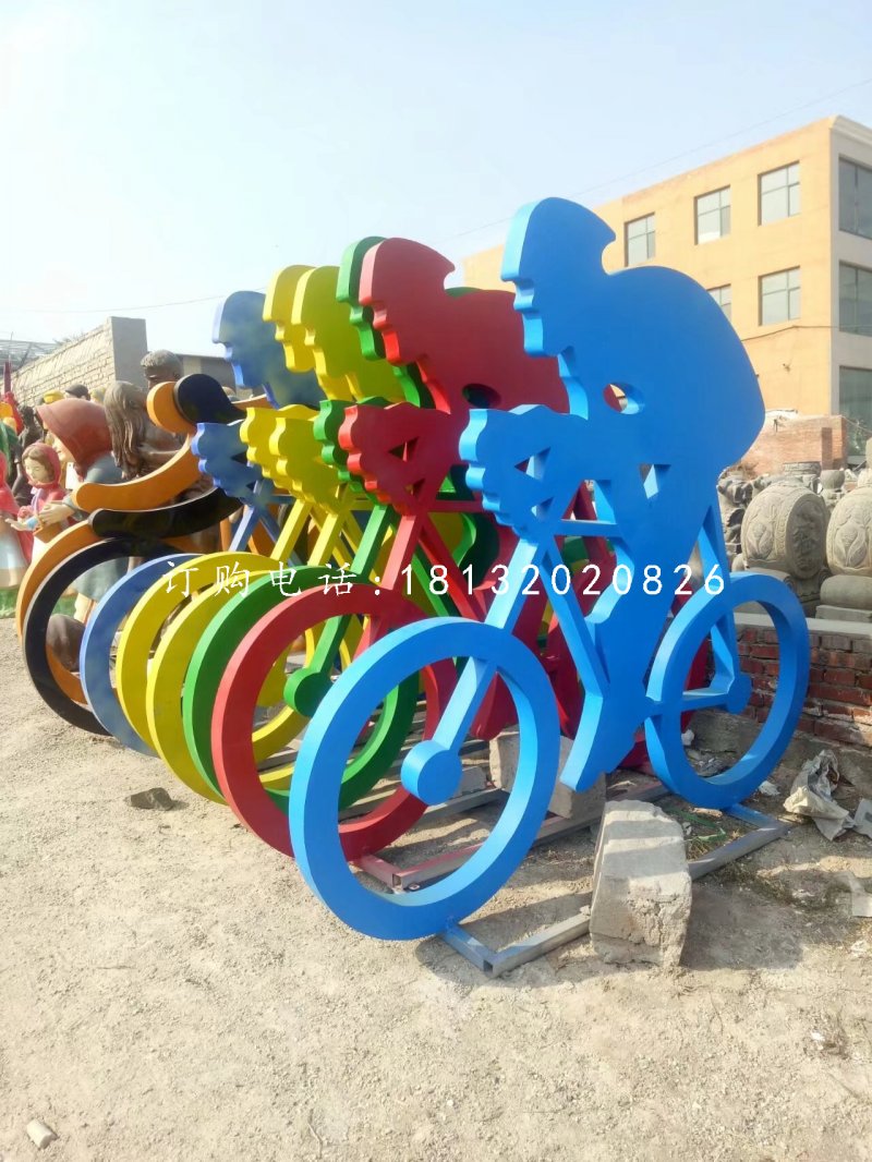 自行車比賽雕塑，玻璃鋼公園雕塑 (2)