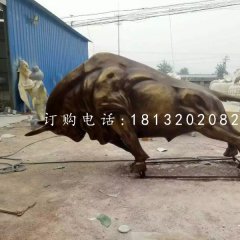 玻璃鋼開荒牛雕塑，仿銅動物雕塑