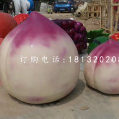 玻璃桃子雕塑，仿真水果