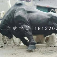 玻璃鋼拓荒牛雕塑，仿銅動物雕塑