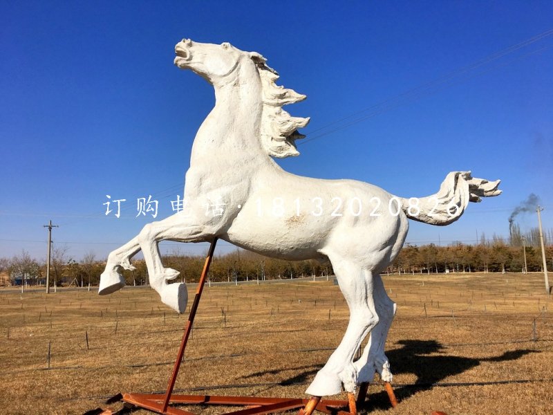 白馬雕塑，玻璃鋼動物雕塑 (3)