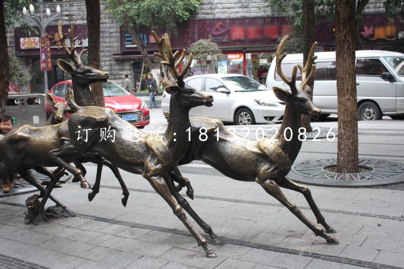 奔跑的鹿銅雕，動物銅雕