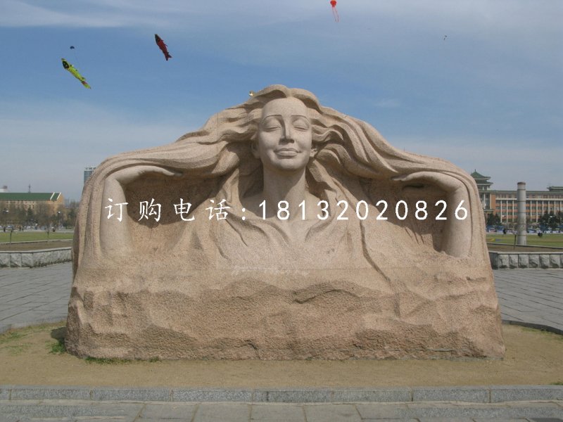 美女石雕，砂巖人物雕塑