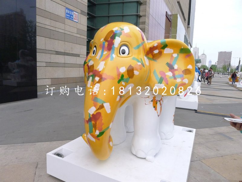 卡通動(dòng)物擺件，玻璃鋼彩繪小象 (2)