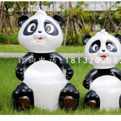 卡通熊貓雕塑，玻璃鋼動(dòng)物擺件