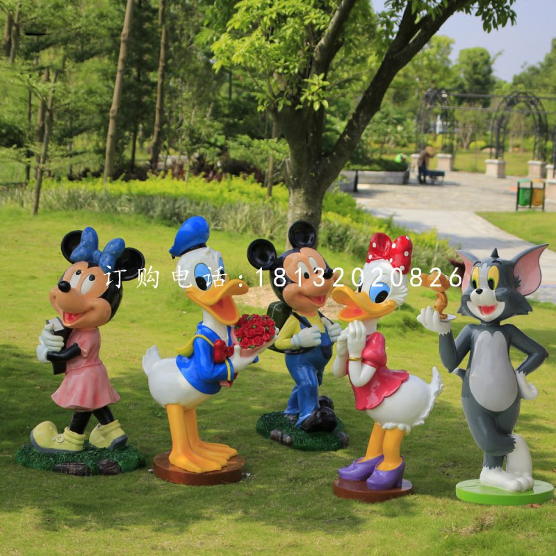 米老鼠唐老鴨雕塑，公園卡通擺件
