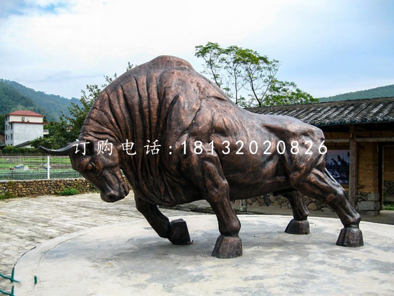 銅雕開荒牛，動物銅雕