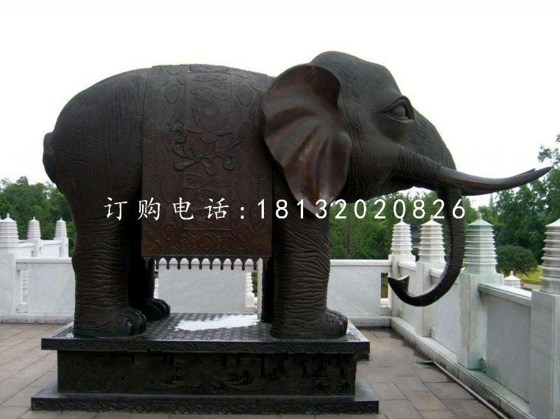 銅雕大象，寺廟銅大象雕塑