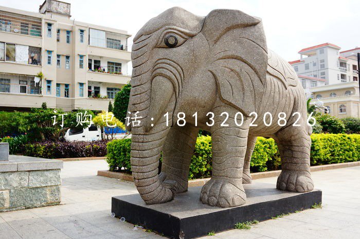 小區(qū)動(dòng)物石雕，大象石雕