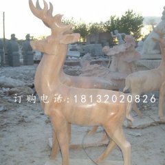 晚霞紅小鹿，動物石雕