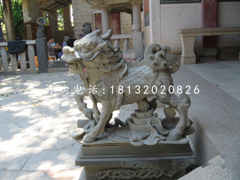 青石麒麟，招財(cái)麒麟雕塑