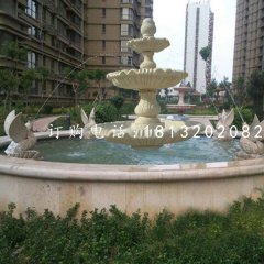 三層噴泉雕塑，大理石噴泉