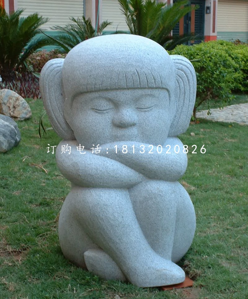 小女孩石雕，公園小品石雕