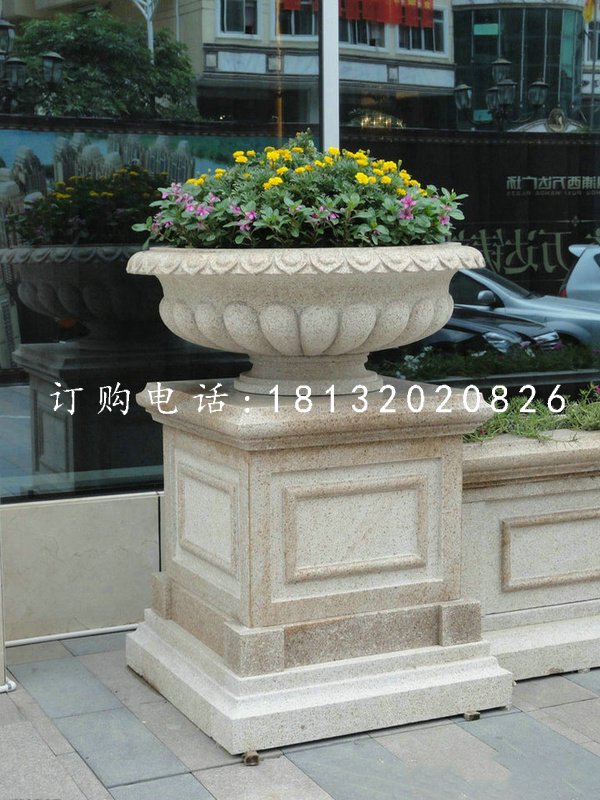 花缽石雕，景觀石雕