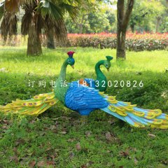 玻璃鋼仿真孔雀，玻璃鋼動物雕塑