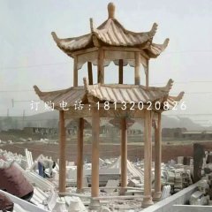 六角雙層涼亭石雕公園涼亭雕塑