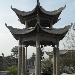 六角涼亭，青石涼亭雕塑