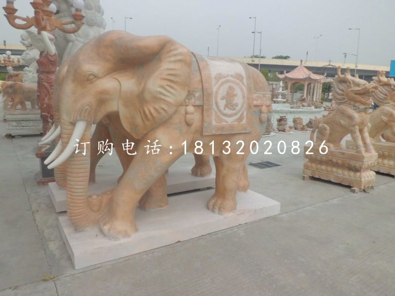 如意象石雕，晚霞紅動物雕塑