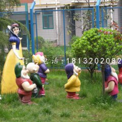 白雪公主七個(gè)小矮人雕塑，玻璃鋼卡通人物