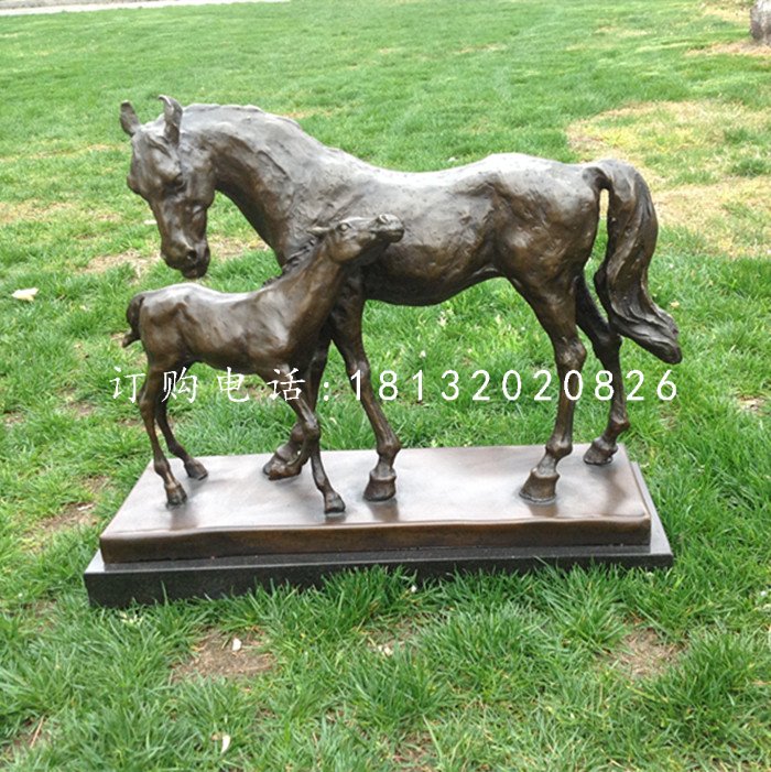 母子馬銅雕，公園銅雕馬