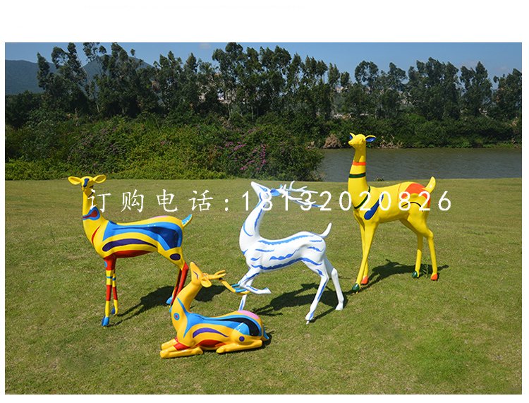 玻璃鋼彩繪鹿，公園小鹿擺件 (2).jpg