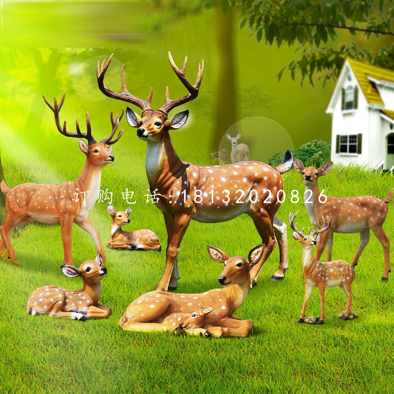 公園仿真梅花鹿擺件，玻璃鋼動(dòng)物雕塑 (3).jpg