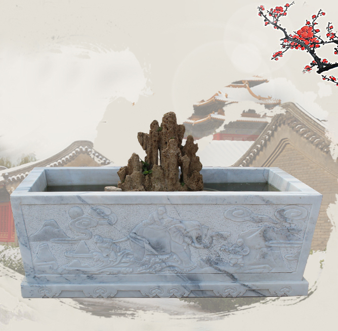 大理石魚缸，園林景觀石雕