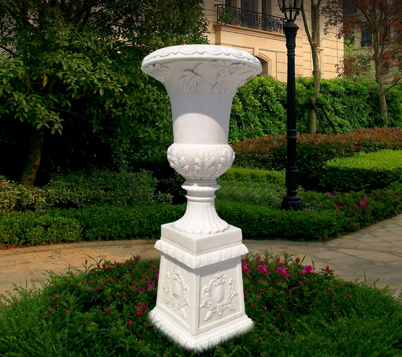 漢白玉花盆，小區景觀石雕 (2)