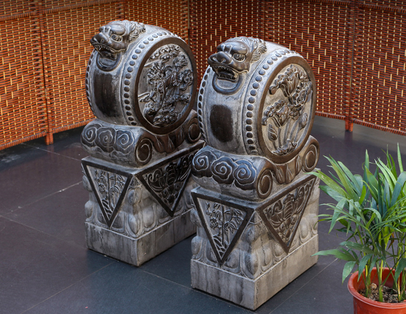 酒店景觀石雕，石雕門(mén)墩