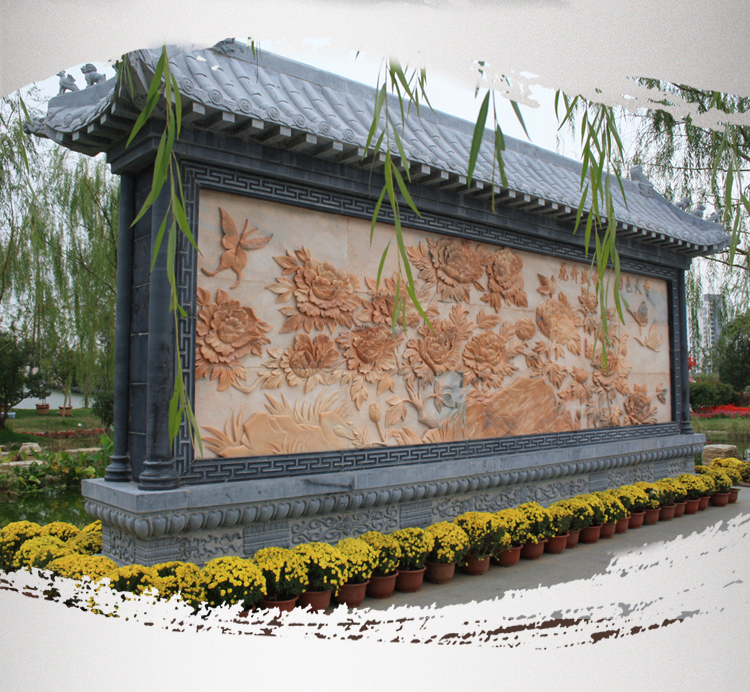 國(guó)色天香壁畫浮雕，園林景觀石雕 (2)