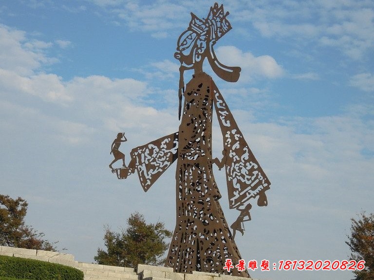 皮影人物雕塑，不銹鋼景觀雕塑