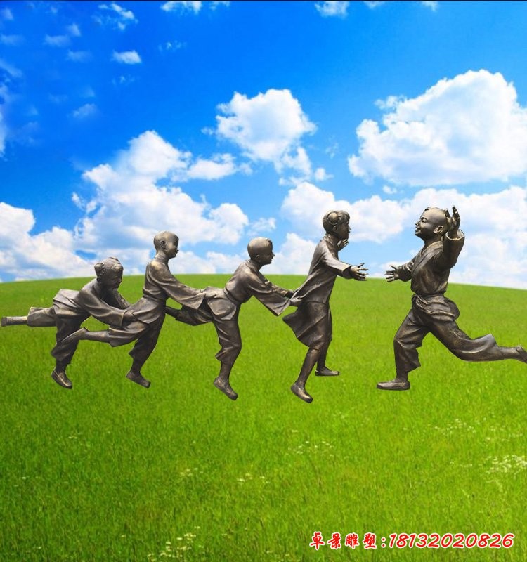 玻璃鋼仿銅人物雕塑，老鷹捉小雞雕塑 (1)[1][1]