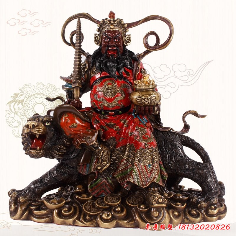 玻璃鋼武財神趙公明雕塑，玻璃鋼仿銅神像雕塑 (2)[1][1]