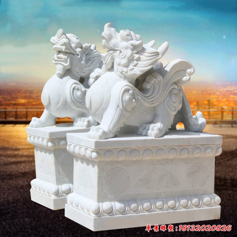 漢白玉立式貔貅石雕，門口招財貔貅 (3)[1]