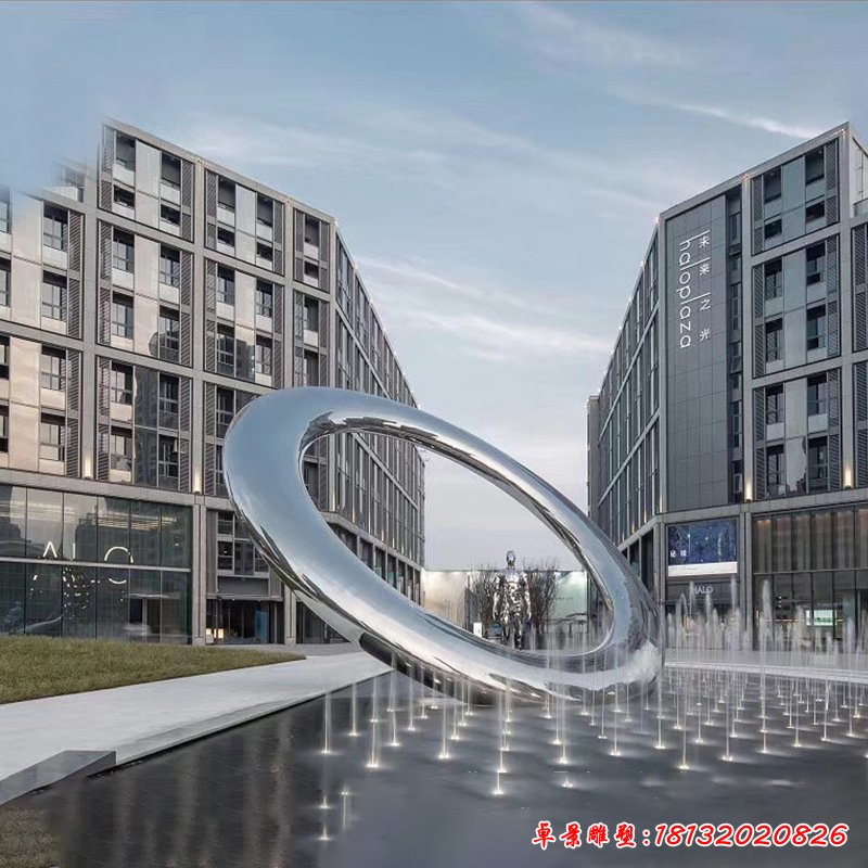 廣場(chǎng)不銹鋼鏡面月亮噴泉雕塑 (1)[1]