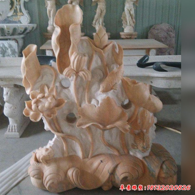 荷花石雕，景觀石雕