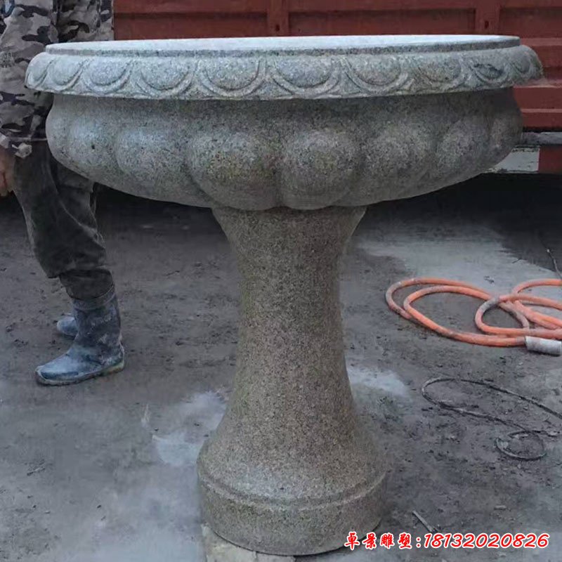 大理石花盆雕塑，步行街花盆石雕 (2)