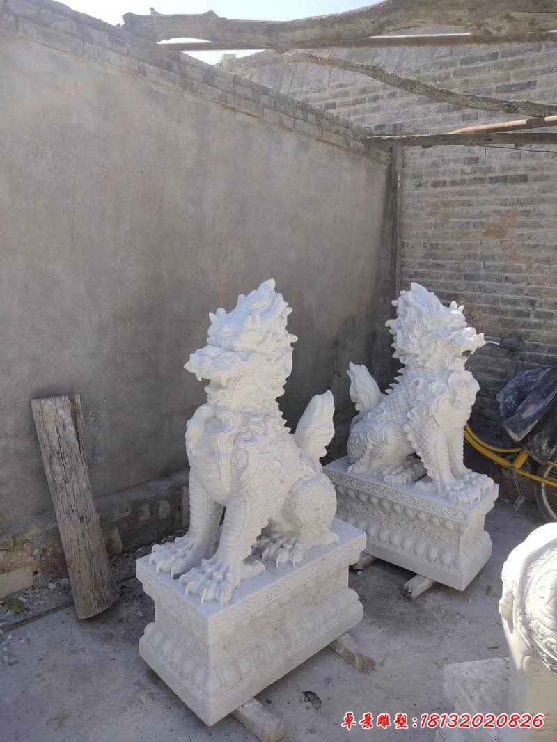 漢白玉鎮宅麒麟雕塑