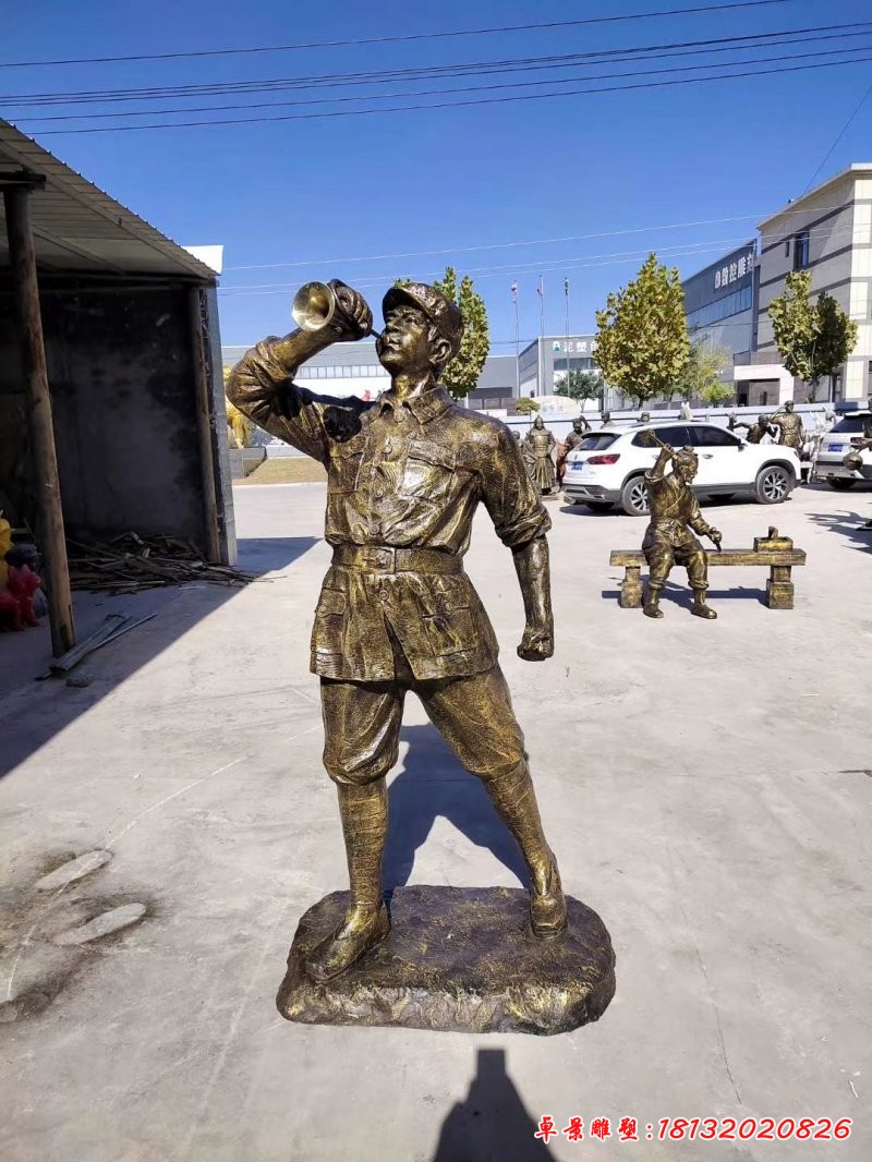 沖鋒號八路軍銅雕