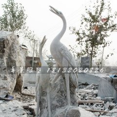公園動物石雕，大理石仙鶴