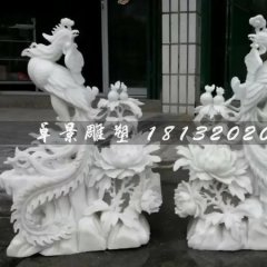 鳳凰石雕，漢白玉鳳凰雕塑